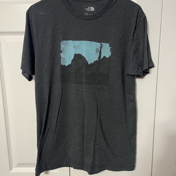 The North Face Men's Charcoal and Blue Graphic Tee - Picture 1 of 3